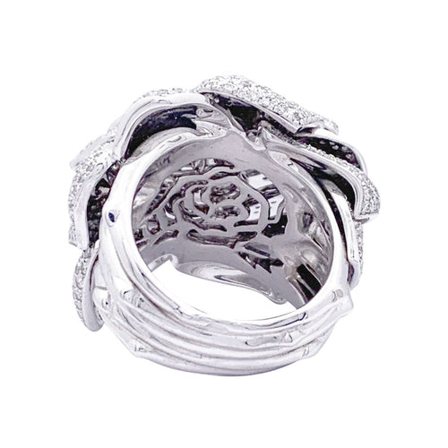 Bague 58 Bague "Rose" or blanc, diamants. 58 Facettes 33377