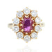 Ring 50 Daisy ring yellow gold ruby ​​diamonds 58 Facettes 22-229