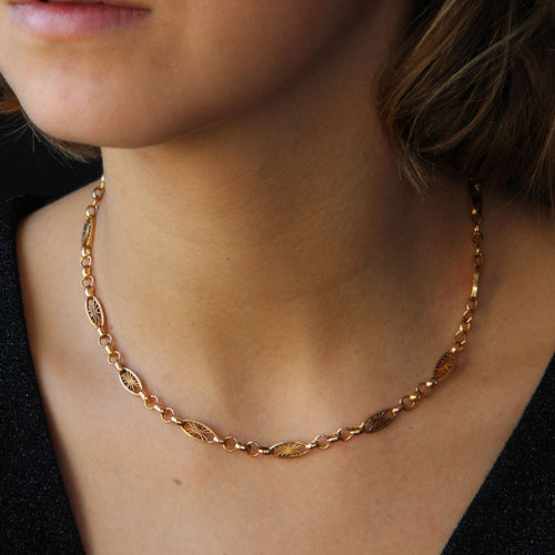 Collier Chaine ancienne de montre en or rose 58 Facettes 21-787