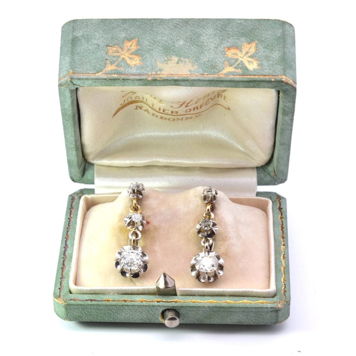 Boucles d'oreilles Dormeuse années 1900 Platine Diamants 58 Facettes 25247