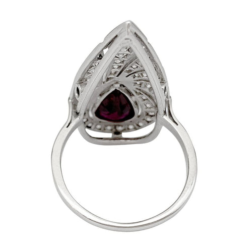 Bague 56 Bague platine, diamants, rubis de synthèse. 58 Facettes 31866