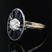 Ring 55 Art deco shuttle diamond sapphire ring 58 Facettes 20-508
