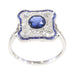 Ring 65 Art Deco platinum diamond and sapphire ring 58 Facettes 22154-0089