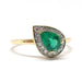 Ring Emerald pear diamond ring yellow gold 58 Facettes