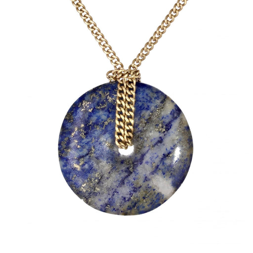 Collier Chaine en or et son disque de lapis lazuli 58 Facettes 08-024
