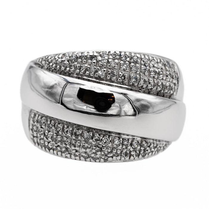 Bague 56 Bague Bandeau Or blanc Diamant 58 Facettes 2217819CN