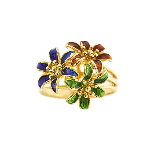 Bague 49 Bague fleurs émaillées 58 Facettes 32423