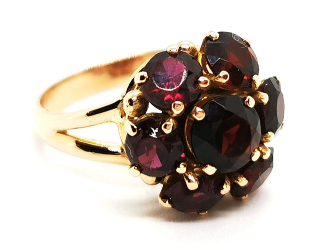 Bague 54 Bague Fleur Or jaune Grenat 58 Facettes 1628841CN