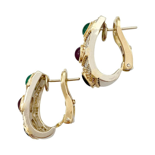 Boucles d'oreilles Boucles d'oreilles vintage, deux ors, pierres précieuses. 58 Facettes 32026