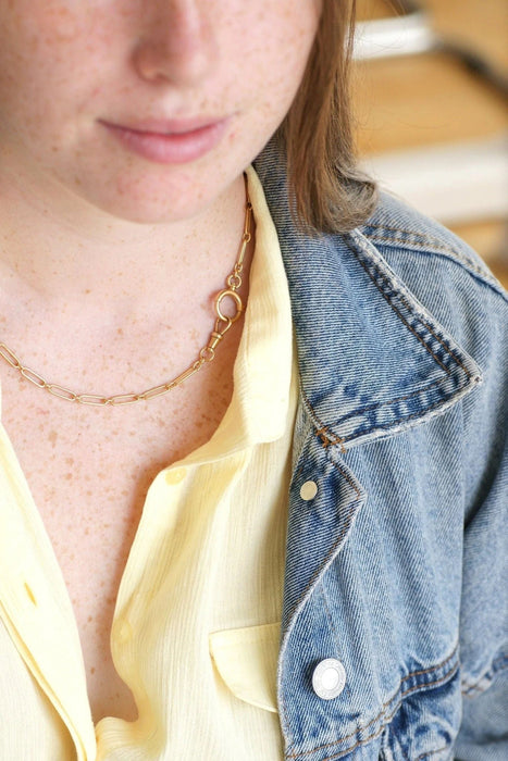 Collier Chaîne ancienne maille rectangle en or jaune 58 Facettes