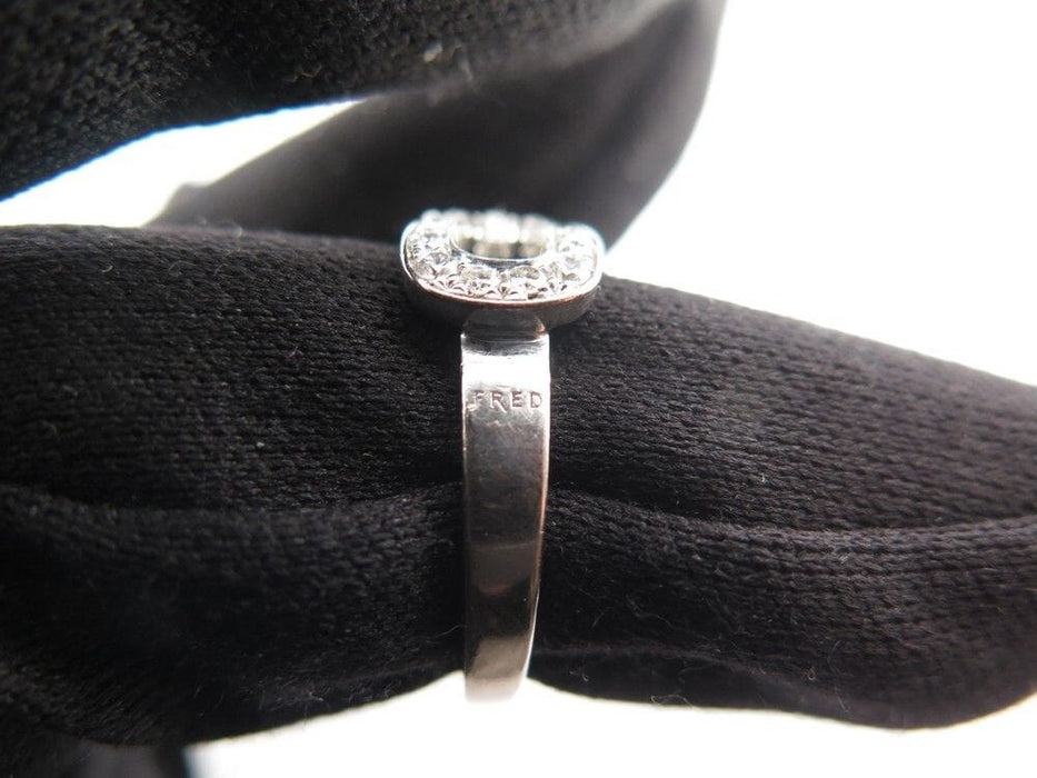 Bague 56 bague FRED force 10 mm 4b0379 taille 56 or blanc 18k & diamants 0.2ct 58 Facettes 253861