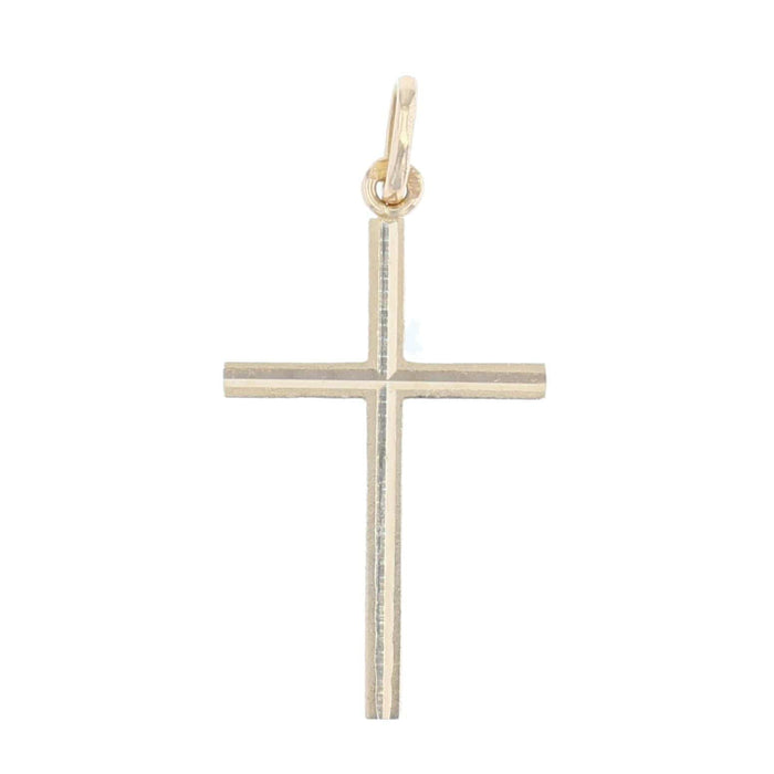 Pendentif Fine croix or strié 58 Facettes 6105