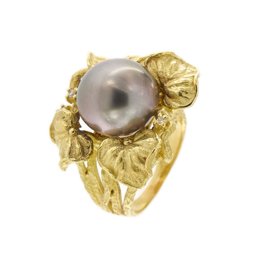 Bague 55 Bague perle de Tahiti et diamants 58 Facettes 34228