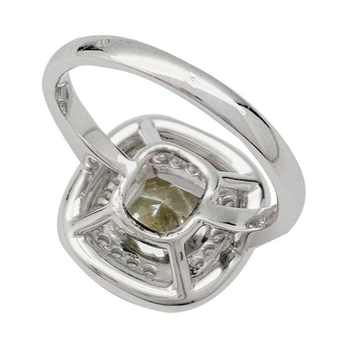 Bague 55 Bague en or blanc à entourage, centre diamant jaune 2,01 carats. 58 Facettes 31972