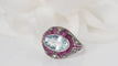 Bague Bague Art Déco or blanc et argent, aigue marine, rubis et diamants 58 Facettes 31442