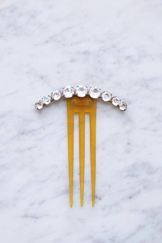 Accessoire Peigne ancien demi lune, pierres du Rhin sur corne 58 Facettes