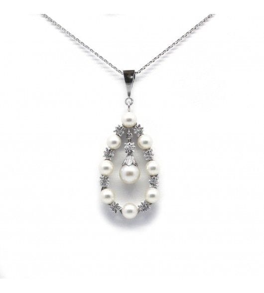 Collier 5,30 cm / Blanc/Gris / Or 750‰ Pendentif - Or. diamants et perles 58 Facettes 190019R