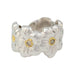 Ring 50 Buccellati ring, "Blossoms Gardenia", silver, yellow gold, brown diamonds. 58 Facettes 31618