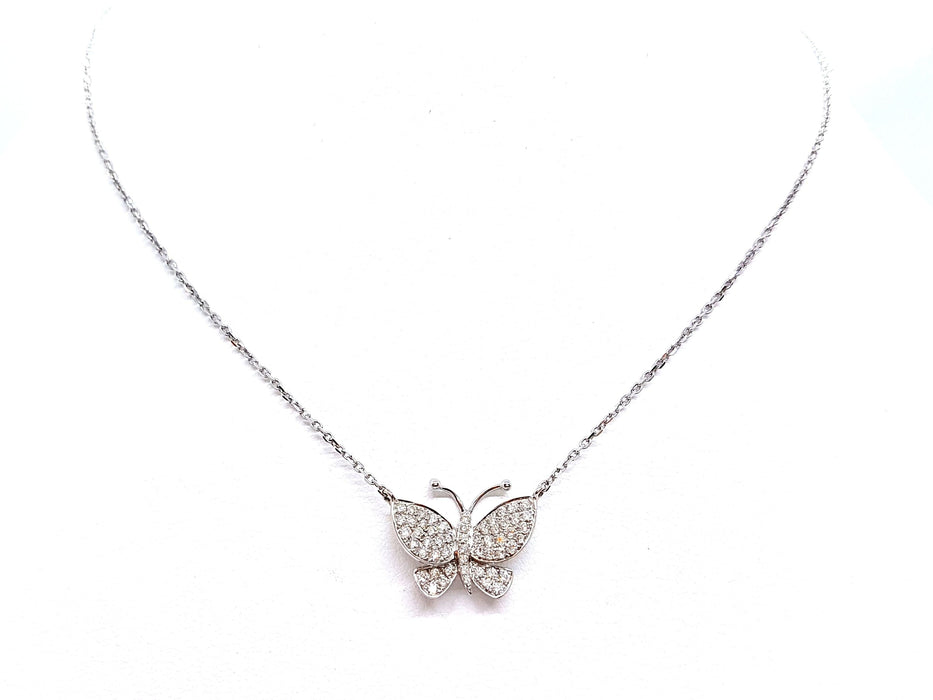 Collier Collier Papillon Or blanc Diamant 58 Facettes 06136CD