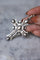Pendentif Croix ancienne en argent, émail, et pierres du Rhin 58 Facettes