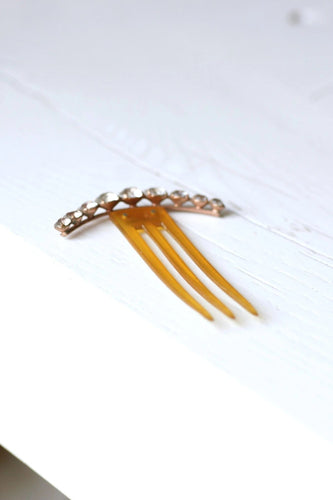 Accessoire Peigne ancien demi lune, pierres du Rhin sur corne 58 Facettes