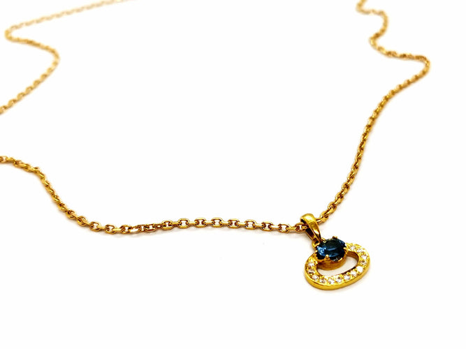 Collier Collier Chaîne + pendentif Or jaune Aigue Marine 58 Facettes 1414831CD