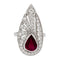 Bague 56 Bague platine, diamants, rubis de synthèse. 58 Facettes 31866