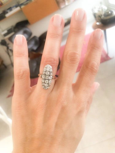 Bague Bague marquise Napoléon III diamant taille ancienne 58 Facettes