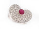 Bague 61 bague coeur sertie de 65 diamants 1.62ct & 1 rubis 61 en or blanc 58 Facettes 258508