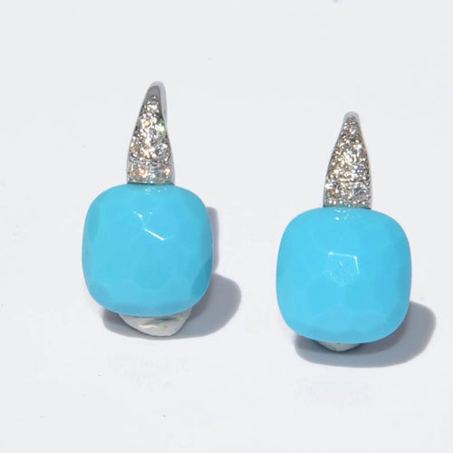 Boucles d'oreilles Boucles d'oreilles Pomellato modèle Capri en or gris et turquoise 58 Facettes