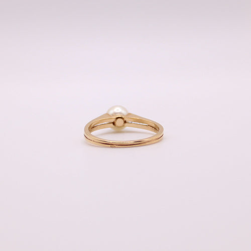 Bague Solitaire or jaune Perle de culture sur double corps 58 Facettes