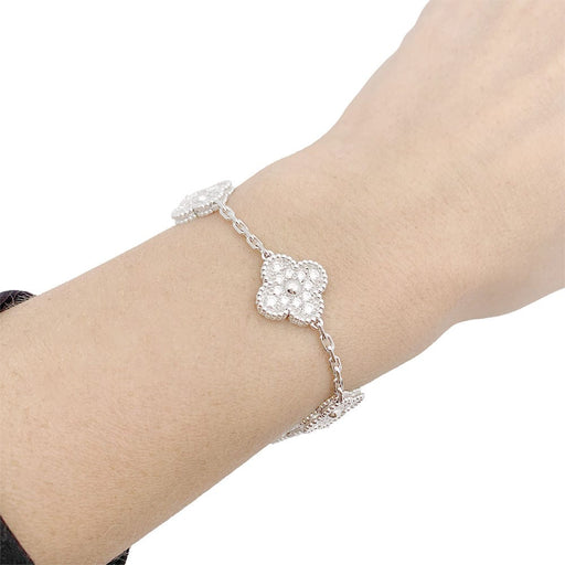 Bracelet Van Cleef & Arpels bracelet, “Vintage Alhambra”, white gold, diamonds. 58 Facettes 33552