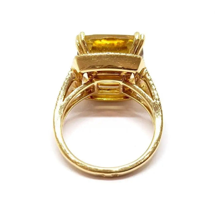 Bague Bague cocktail citrine diamants or jaune 58 Facettes