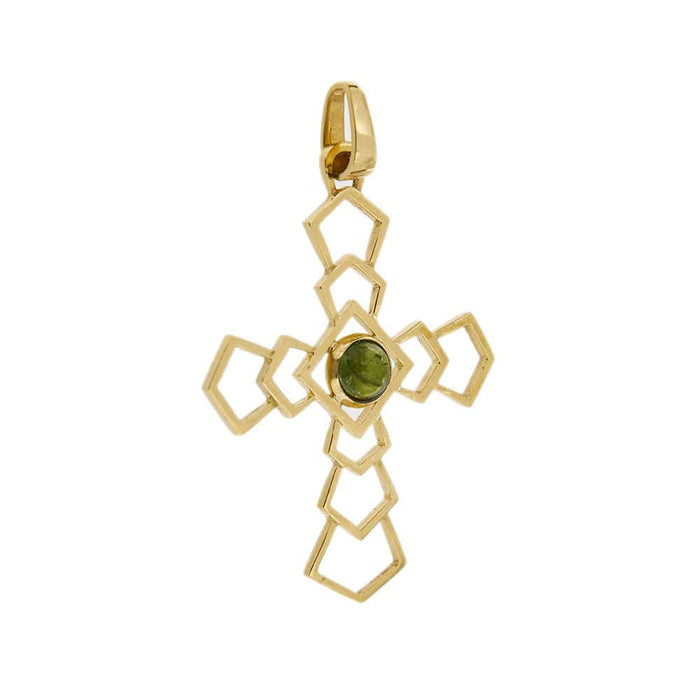 Pendentif Pendentif croix avec tourmaline verte 58 Facettes 31480