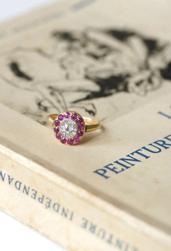 Bague Bague cible diamants et rubis 58 Facettes