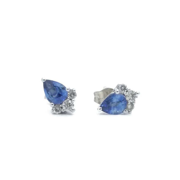 Clous d'oreilles Or gris Saphir Diamants 58 Facettes REF2205-5