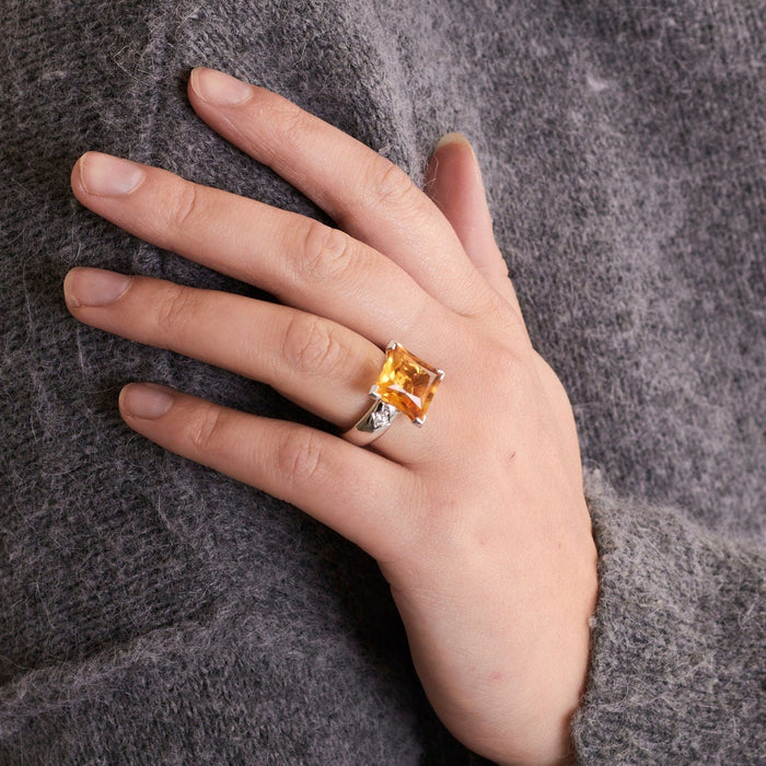 Bague 52 Bague Citrine Diamants 58 Facettes 002.189