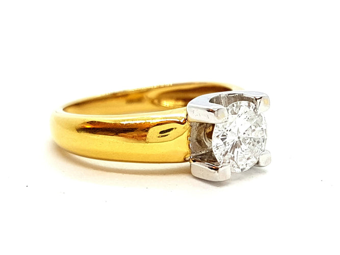 Bague 56 Bague Solitaire Or jaune Diamant 58 Facettes 06314CD
