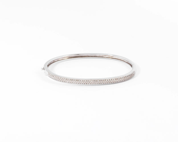 Bracelet Bracelet or gris rigide ouvrant en diamant 58 Facettes