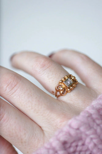 Bague Bague retro or rose et diamant 58 Facettes