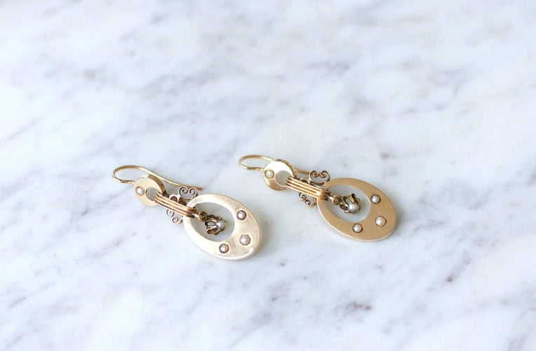 Boucles d'oreilles Boucles d'oreilles or rose et perles 58 Facettes