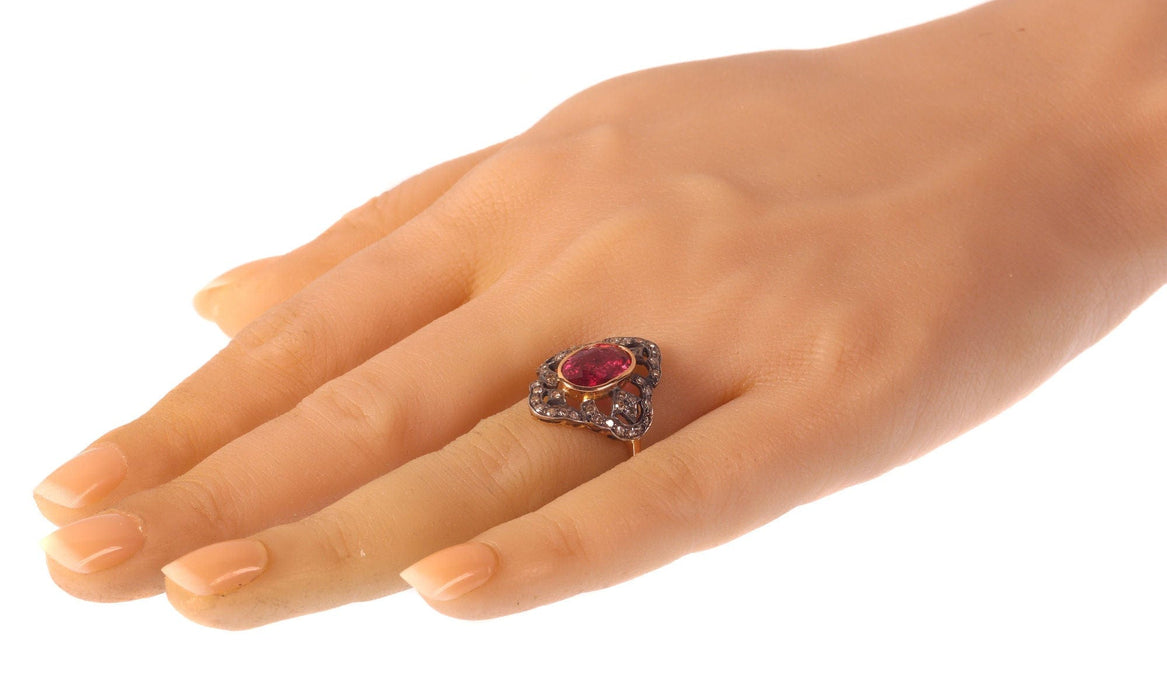 Bague 56 Bague en diamant avec rubelite 58 Facettes 20296-0351