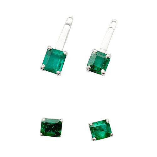 Boucles d'oreilles Boucles d'oreilles or blanc émeraudes. 58 Facettes 32093