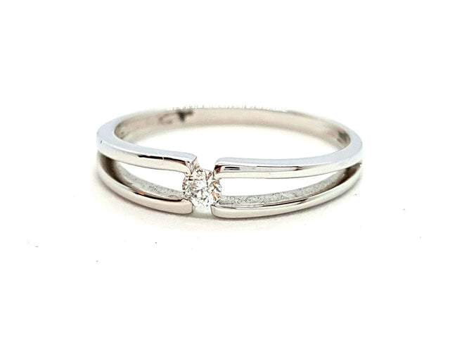 Bague 56 Bague Solitaire Or blanc Diamant 58 Facettes 06312CD