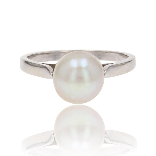 Bague 53 Bague solitaire perle or blanc 58 Facettes 22-514