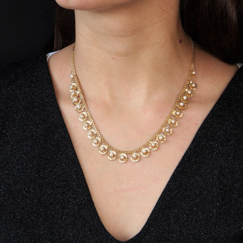 Collier Collier vintage fleurettes d'or et perles 58 Facettes 21-835