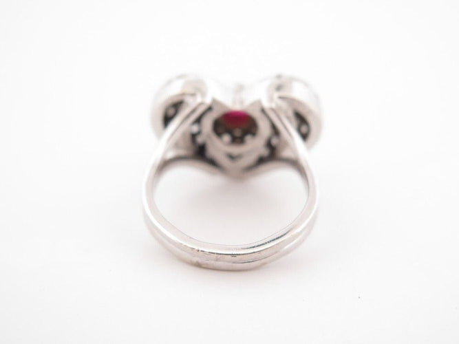 Bague 61 bague coeur sertie de 65 diamants 1.62ct & 1 rubis 61 en or blanc 58 Facettes 258508