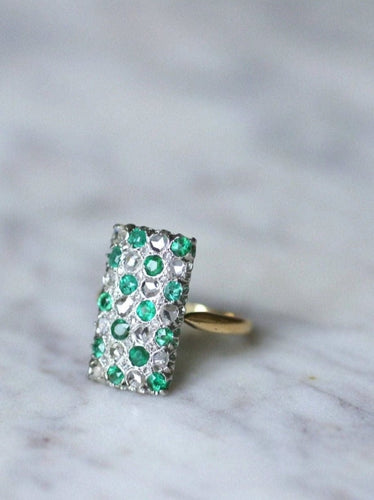 Bague Bague damier émeraude et diamants 58 Facettes