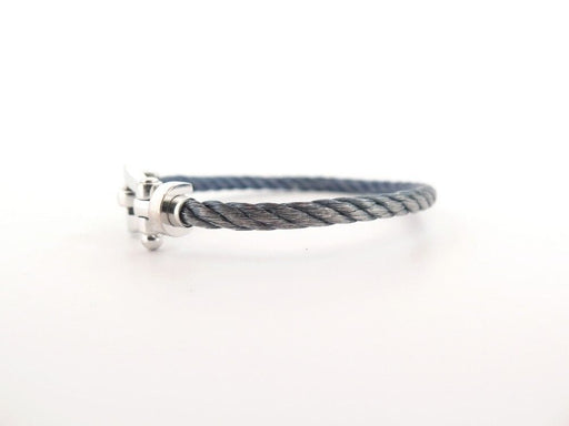 Bracelet bracelet FRED force 10 gm manille en or blanc 18k cable bleu 18cm 58 Facettes 253261