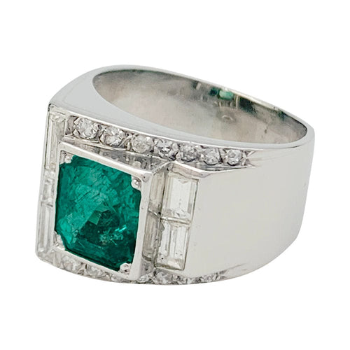 Bague 49 Bague Art Déco en platine, émeraude et diamants. 58 Facettes 31604
